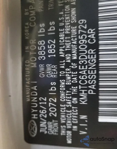 2013 Hyundai Veloster Turbo W/Black z USA, uszkodzony, nr VIN KMHTC6AE3DU095729